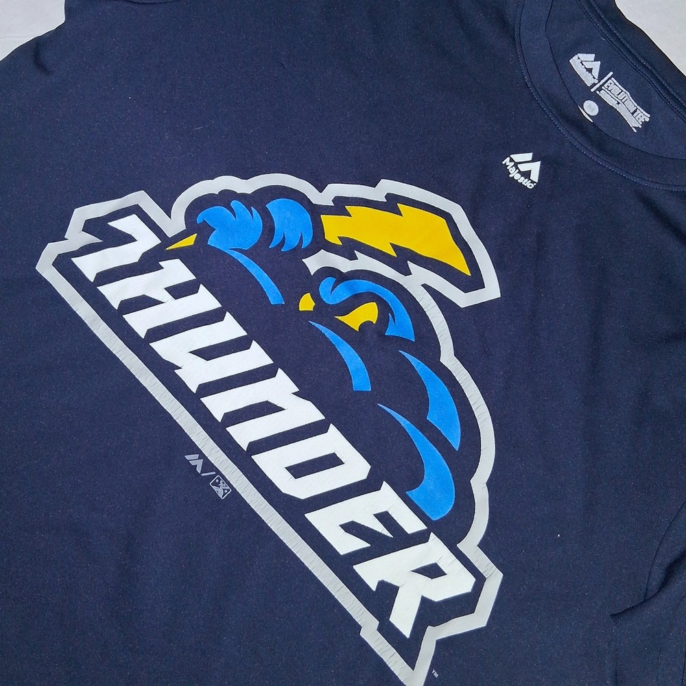 Majestic Trenton Thunder Navy Blue Evolution Tee Mens Medium MiLB Baseball Shirt
